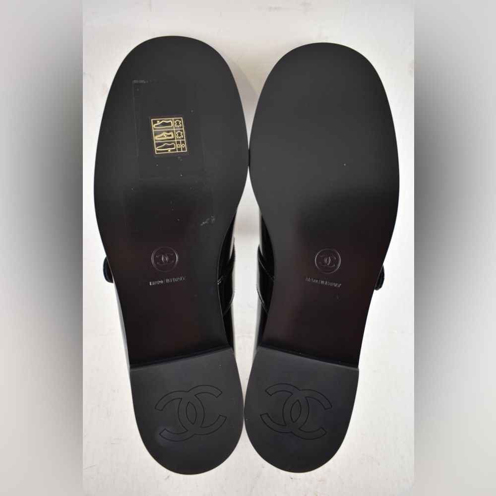Chanel REV Black Patent Turnlock CC Mary Jane Moccasin Ballet Loafer Flat 36 - Picture 16 of 16